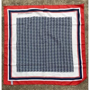 Vintage Norwegian Caribbean Lines Diolen Red White Navy Square Scarf Polyester